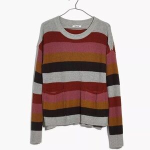 MADEWELL Patch Pocket Walton Stripe pullover ribbed knit sweater